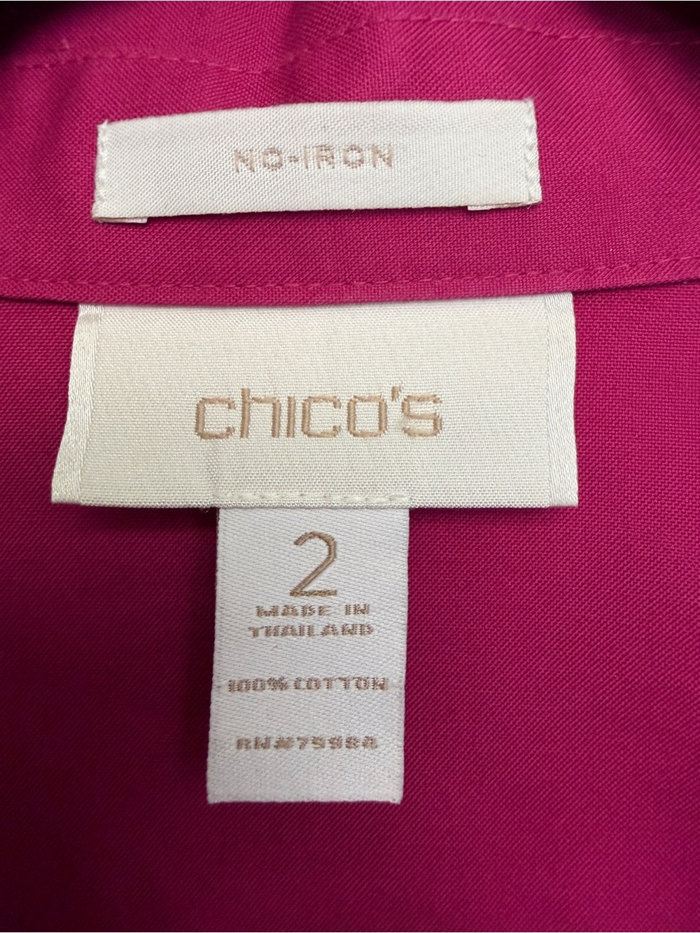 Chico’s fuschia pink “no iron” oxford button up. Size L / 12 - Picture 4 of 8